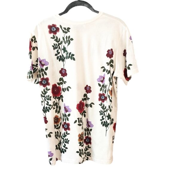NWOT Sandro Floral Print Ivory 100% Cotton Short Sleeve Crew Tee Shirt Women's 6 - Picture 3 of 9